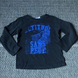 Tag Black Long-Sleeve Tee with Blue Graphic